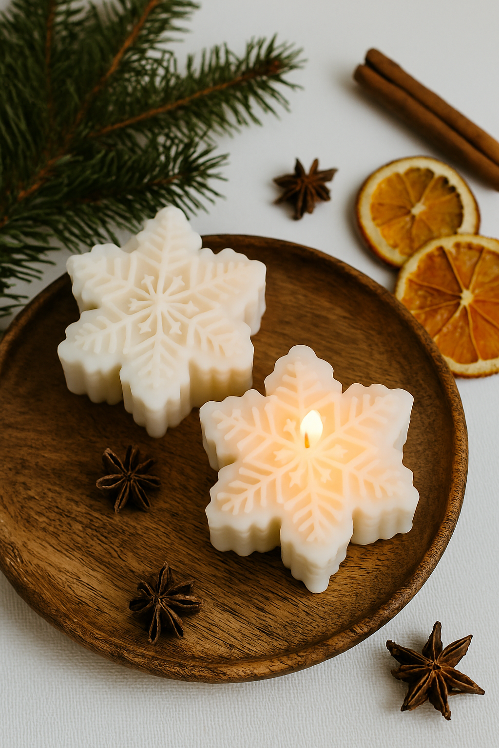 Schneeflocken 2er Set | Kerze